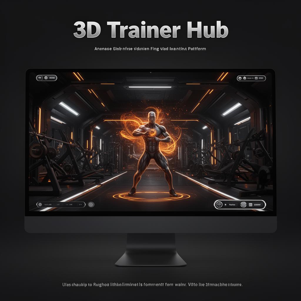 3D Trainer Hub website design featuring a virtual trainer